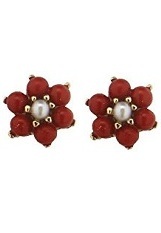 superb small gold coral cultivated pearl baby earrings